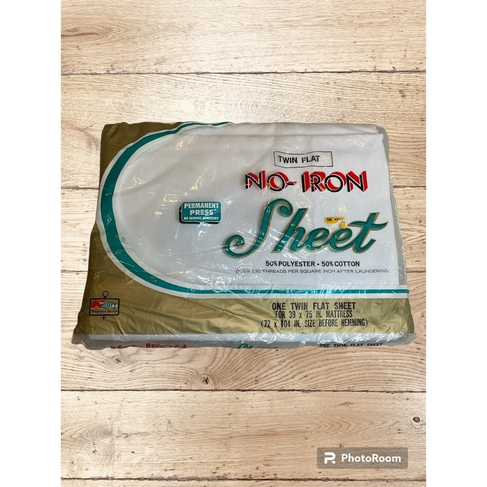 New Vintage Kmart Twin Flat Sheet White No Iron Retro Mod USA Permanent Press